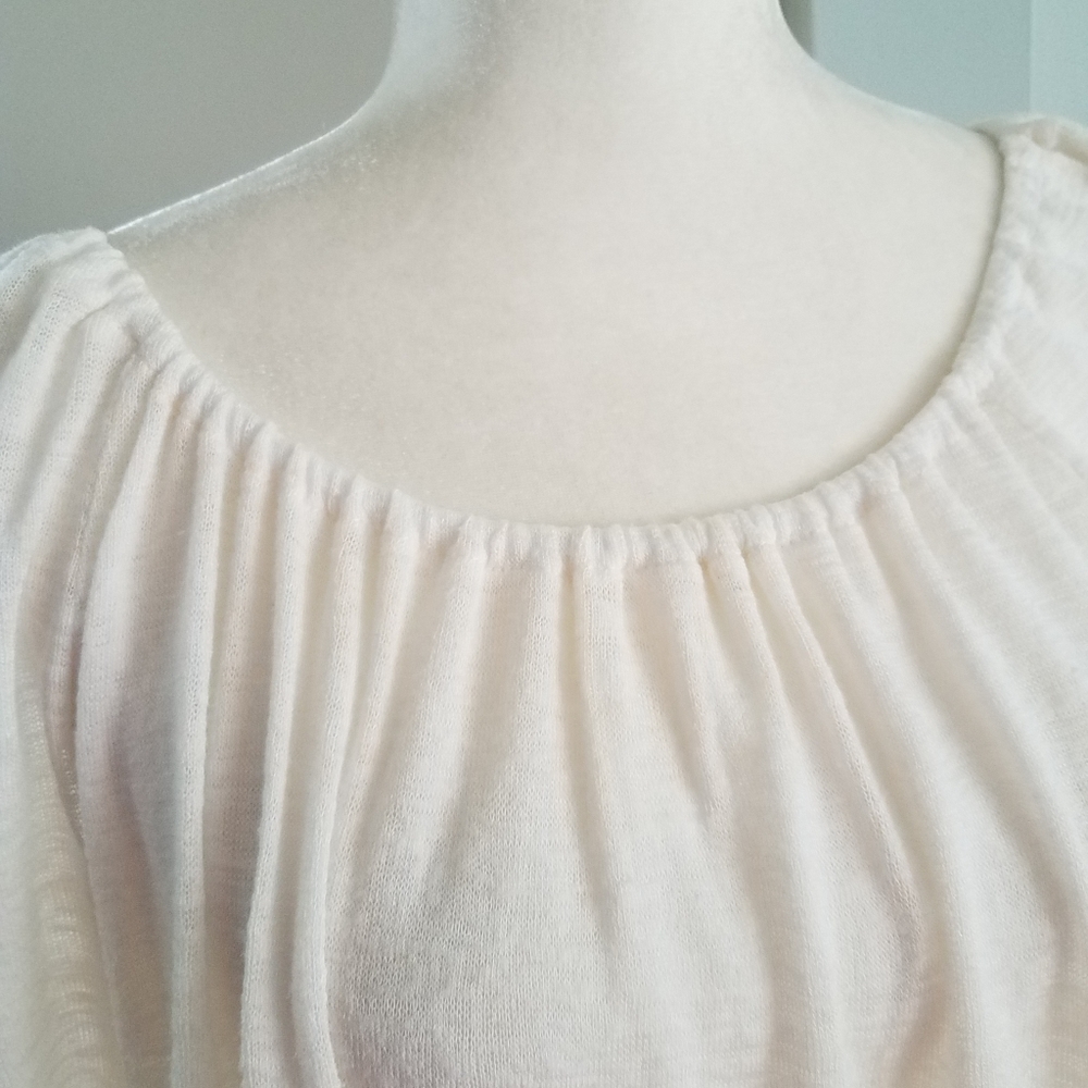 Bobeau Boho Lace Hem Cream Color Top Large - Picture 6 of 9